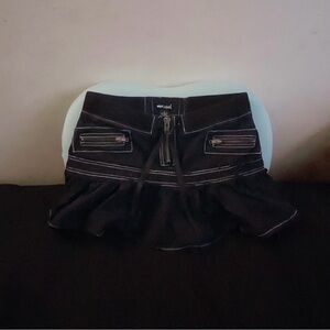 Black Mini Skirt with Zipper Details